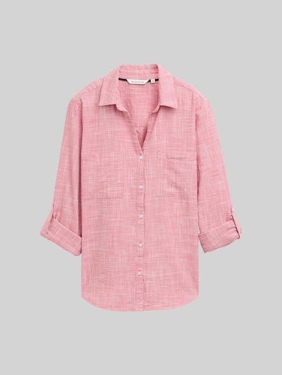 Blouse with breast pockets - Berry Red