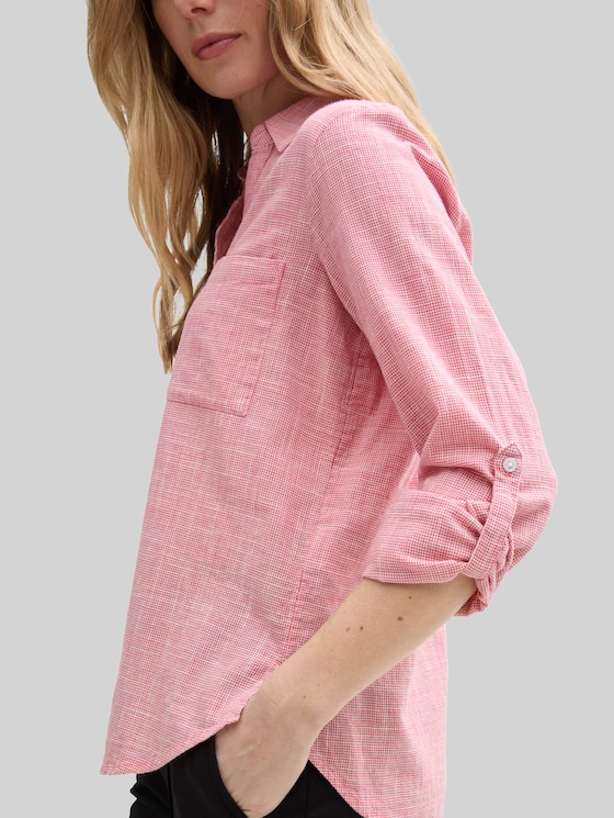 Blouse with breast pockets - Berry Red