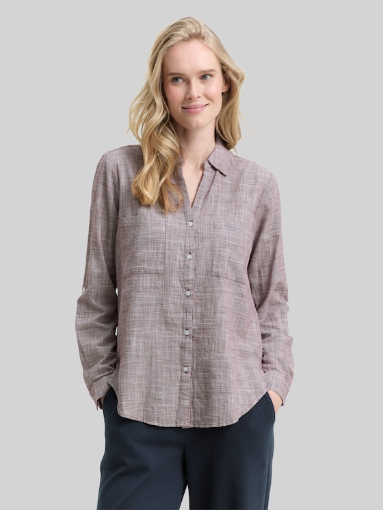 Blouse with breast pockets - bordeaux red