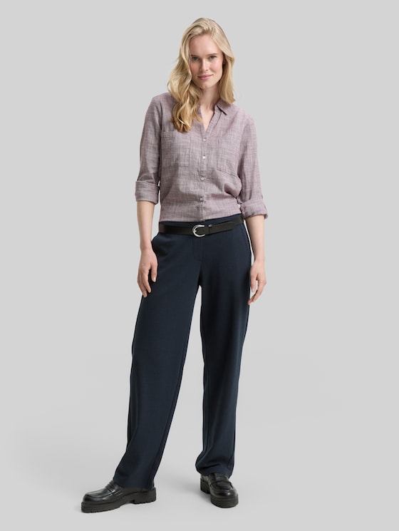 Blouse with breast pockets - bordeaux red