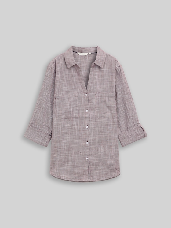 Blouse with breast pockets - bordeaux red