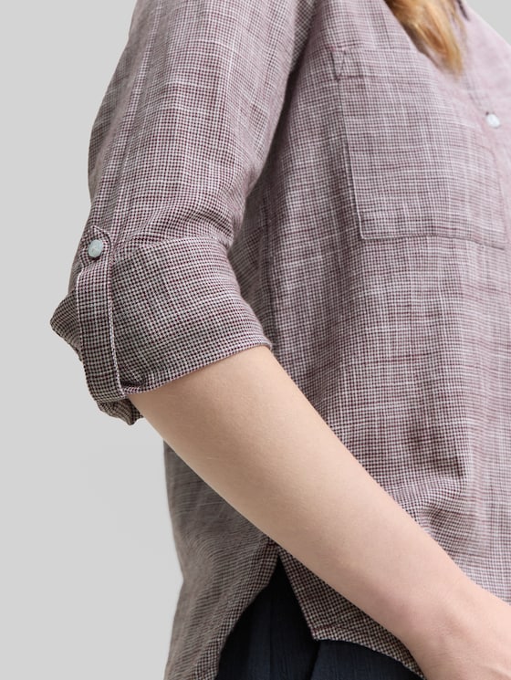 Blouse with breast pockets - bordeaux red