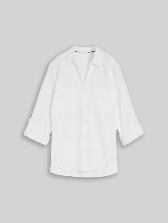 Blouse with breast pockets - White