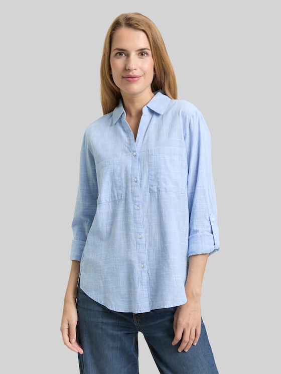 Blouse with breast pockets - dreamy blue