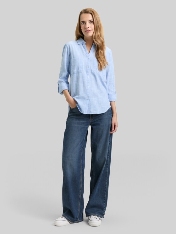 Blouse with breast pockets - dreamy blue