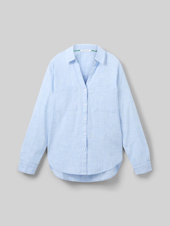 Blouse with breast pockets - dreamy blue