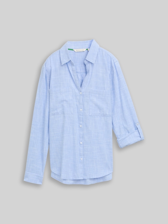 Blouse with breast pockets - dreamy blue