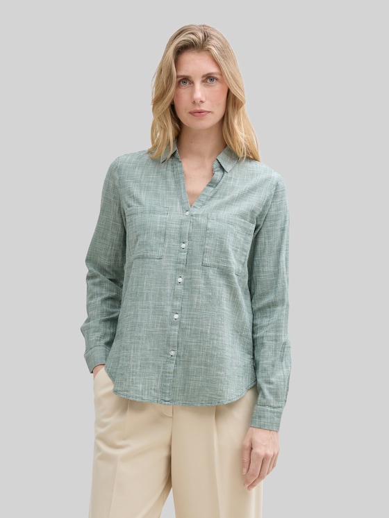 Blouse with breast pockets - explorer green