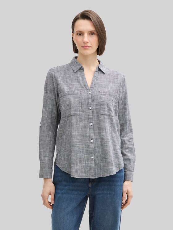 Blouse with breast pockets - midnight navy blue