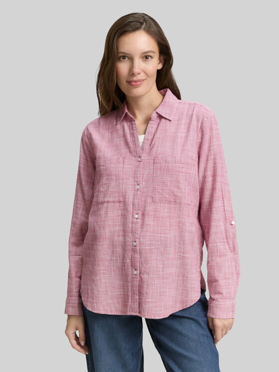 Blouse with breast pockets - dark pink