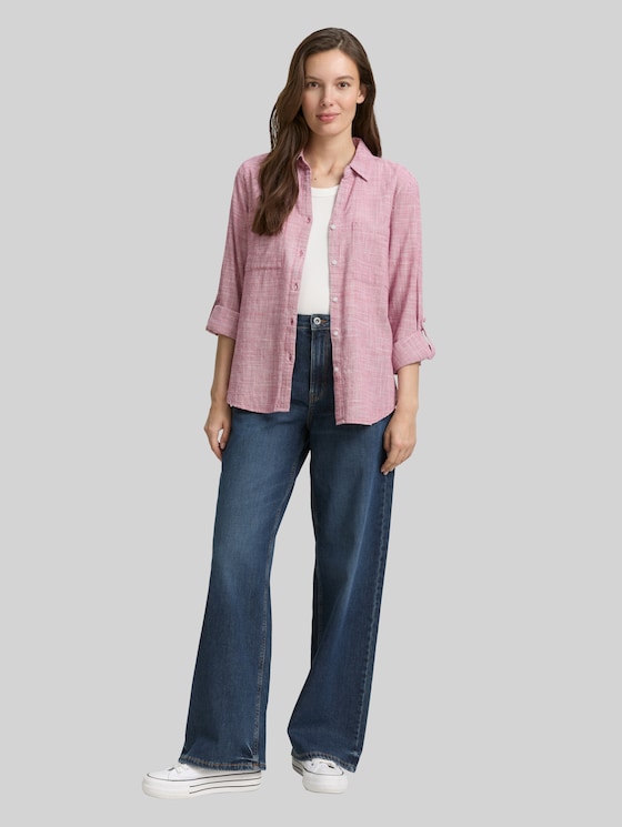 Blouse with breast pockets - dark pink