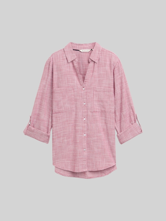 Blouse with breast pockets - dark pink