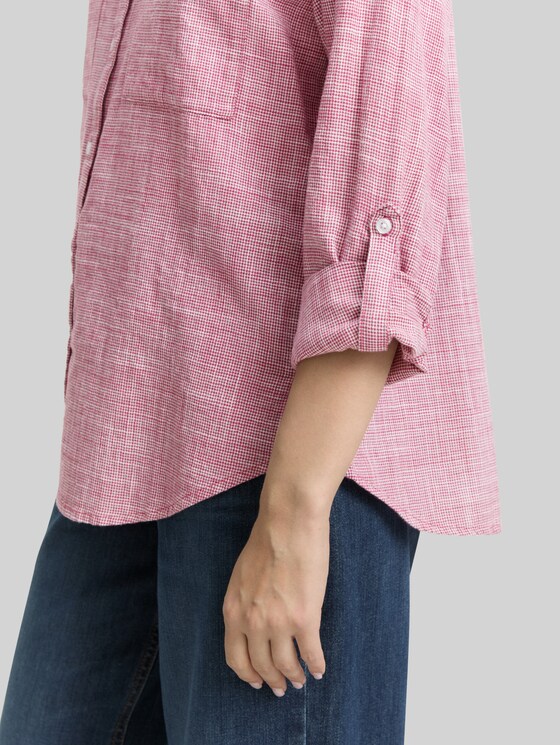 Blouse with breast pockets - dark pink