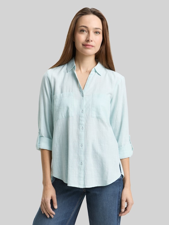 Blouse with breast pockets - new blue haze