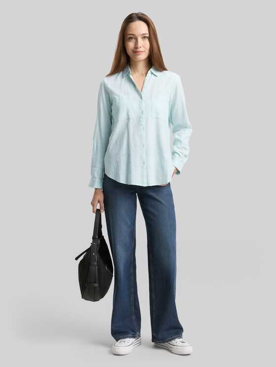 Blouse with breast pockets - new blue haze