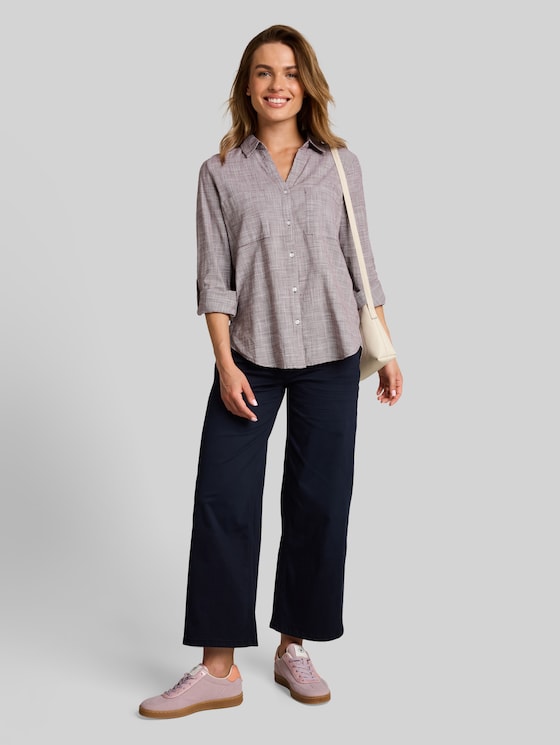 Blouse with breast pockets - bordeaux mid red