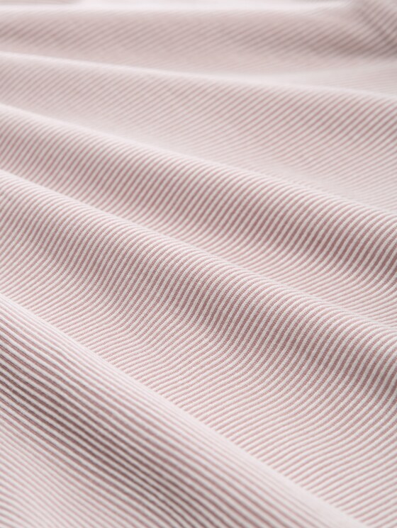 Loose-fit long-sleeved top with gathered sleeves - small dusty rose white stripe