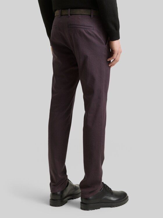 TTTRAVIS SLIM chino trousers with belt - brown navy zig zag structure