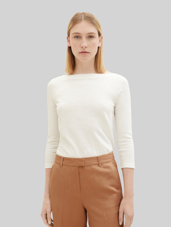 Cotton 3/4-sleeve top - Whisper White