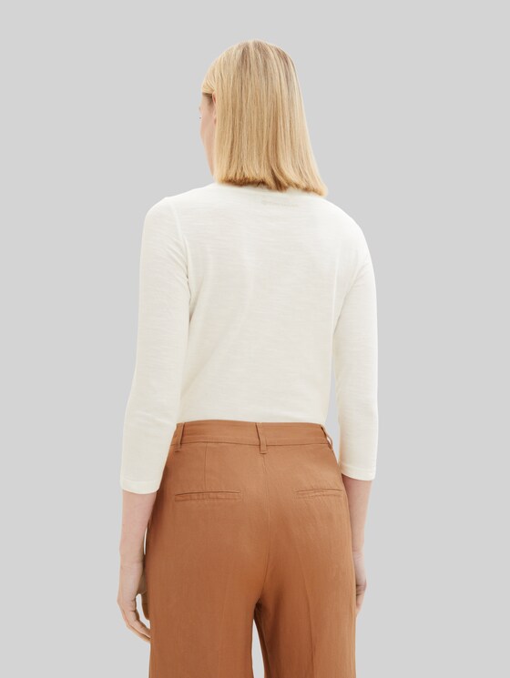Cotton 3/4-sleeve top - Whisper White