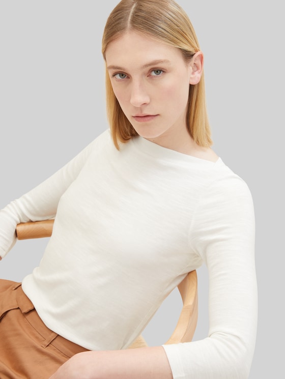 Cotton 3/4-sleeve top - Whisper White