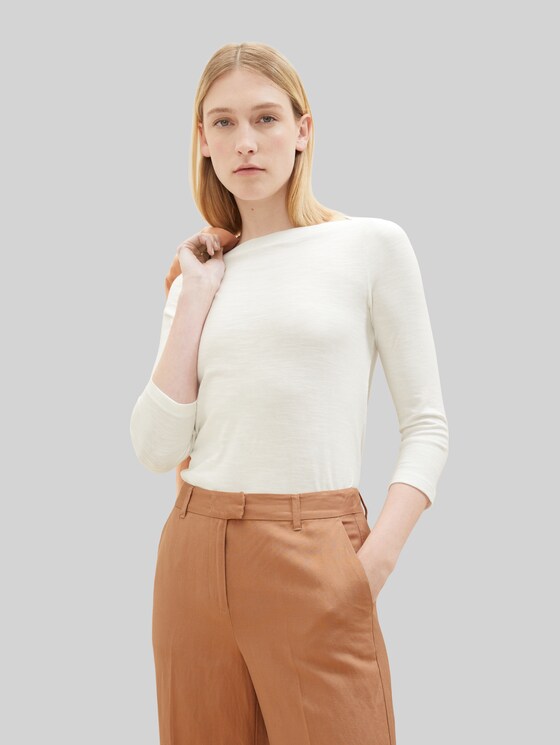 Cotton 3/4-sleeve top - Whisper White