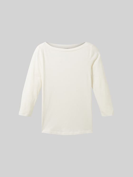 Cotton 3/4-sleeve top - Whisper White