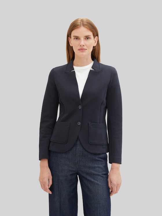 Slim-fit blazer with ottoman texture - sky captain blue