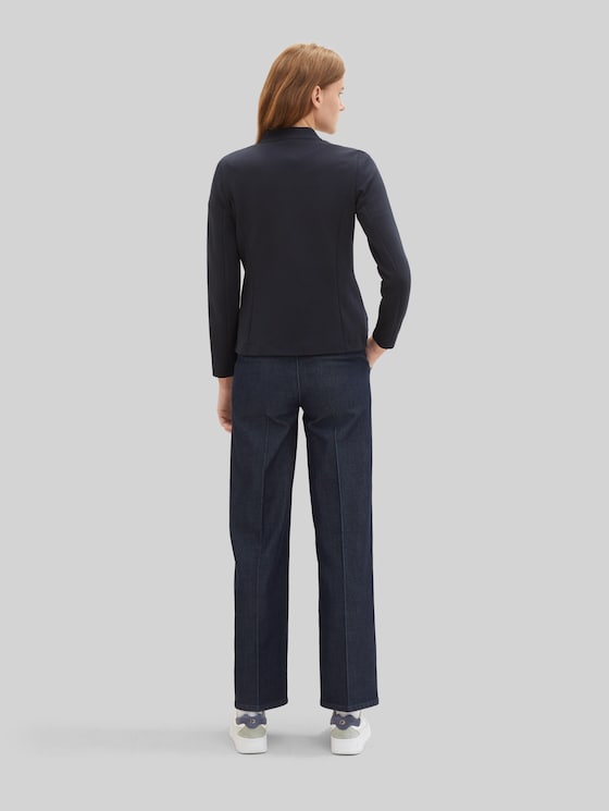 Slim-fit blazer with ottoman texture - sky captain blue