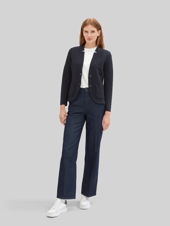 Slim-fit blazer with ottoman texture - sky captain blue