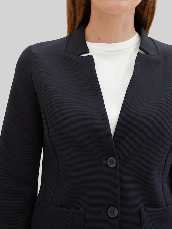 Slim-fit blazer with ottoman texture - sky captain blue