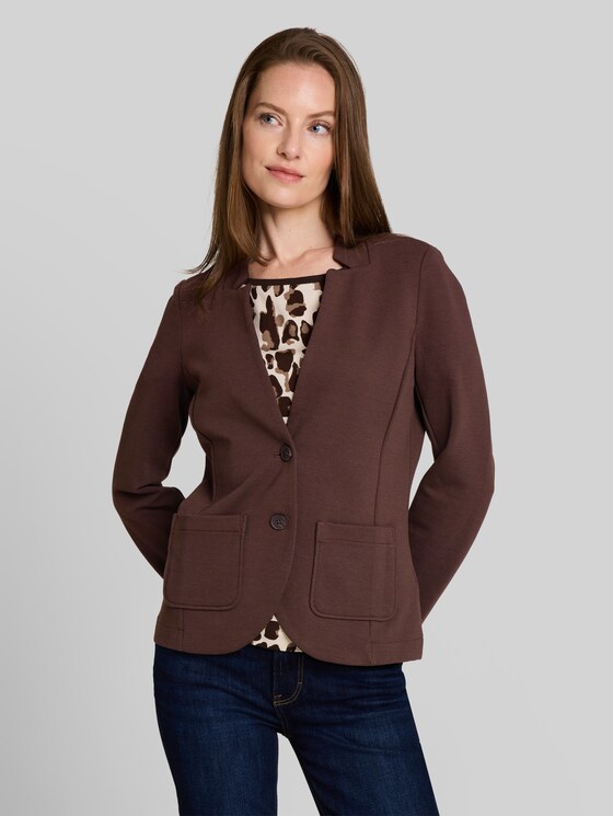 Slim-fit blazer with ottoman texture - java dark brown