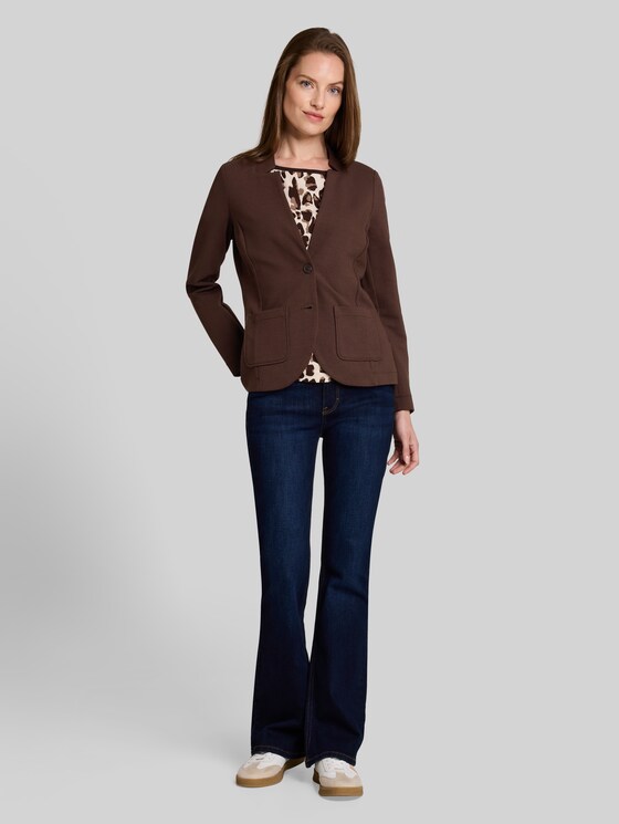 Slim-fit blazer with ottoman texture - java dark brown