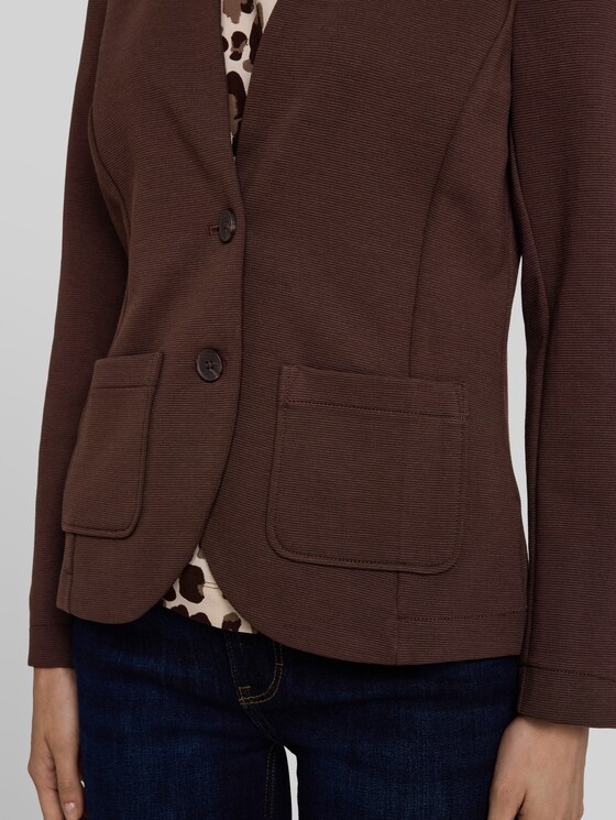 Slim-fit blazer with ottoman texture - java dark brown