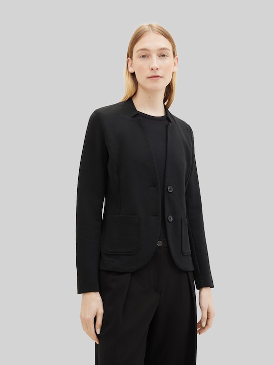 Slim-fit blazer with ottoman texture - deep black