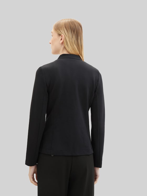 Slim-fit blazer with ottoman texture - deep black