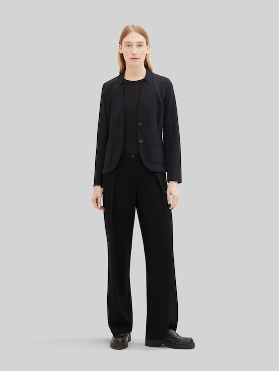 Slim-fit blazer with ottoman texture - deep black