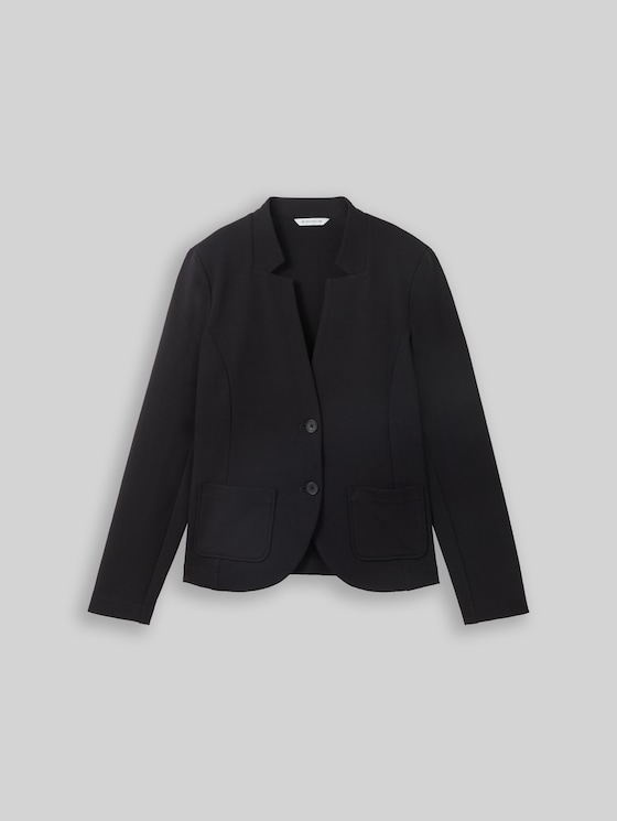Slim-fit blazer with ottoman texture - deep black