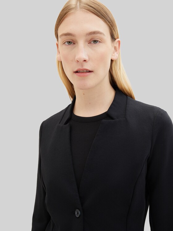 Slim-fit blazer with ottoman texture - deep black