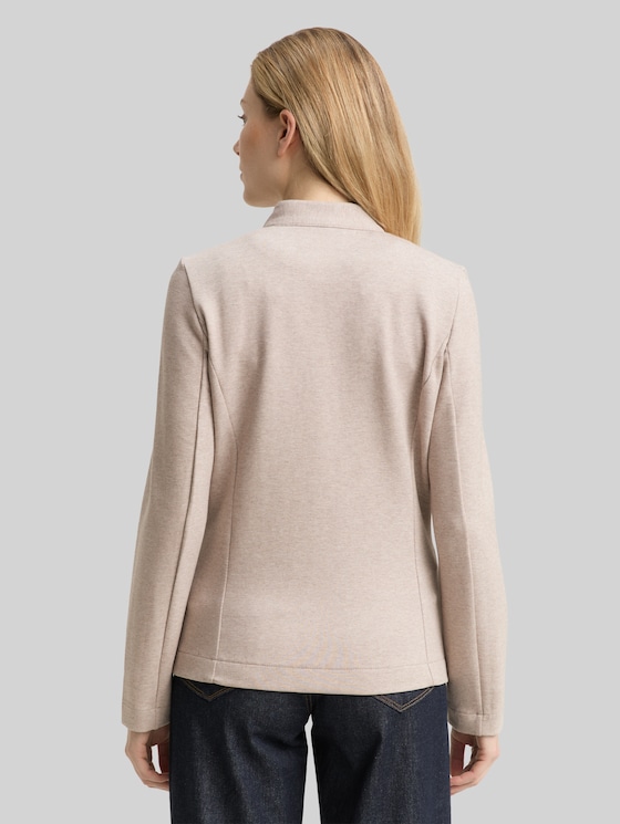 Slim-fit blazer with ottoman texture - soft taupe melange