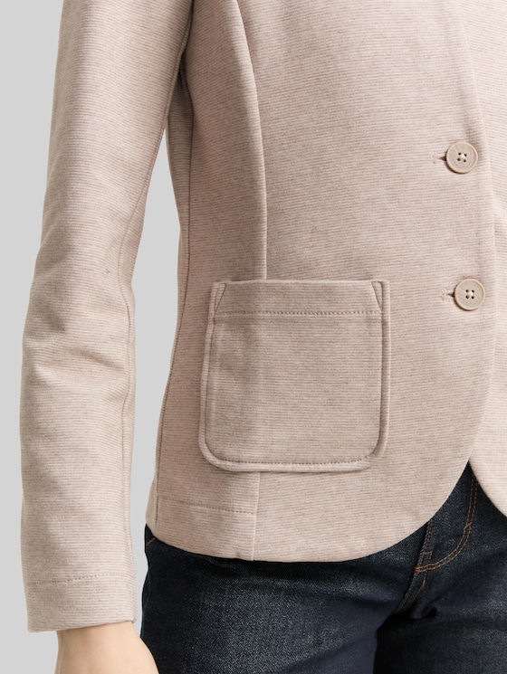 Slim-fit blazer with ottoman texture - soft taupe melange