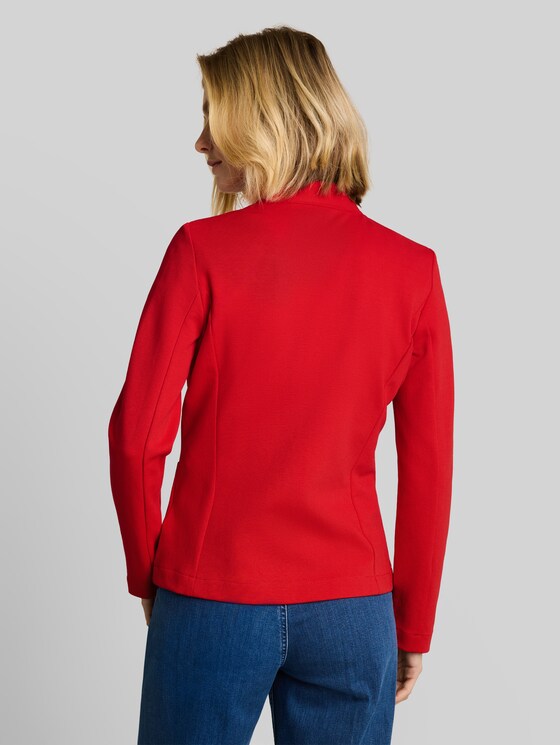 Slim-fit blazer with ottoman texture - soft scarlet red