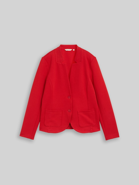 Slim-fit blazer with ottoman texture - soft scarlet red