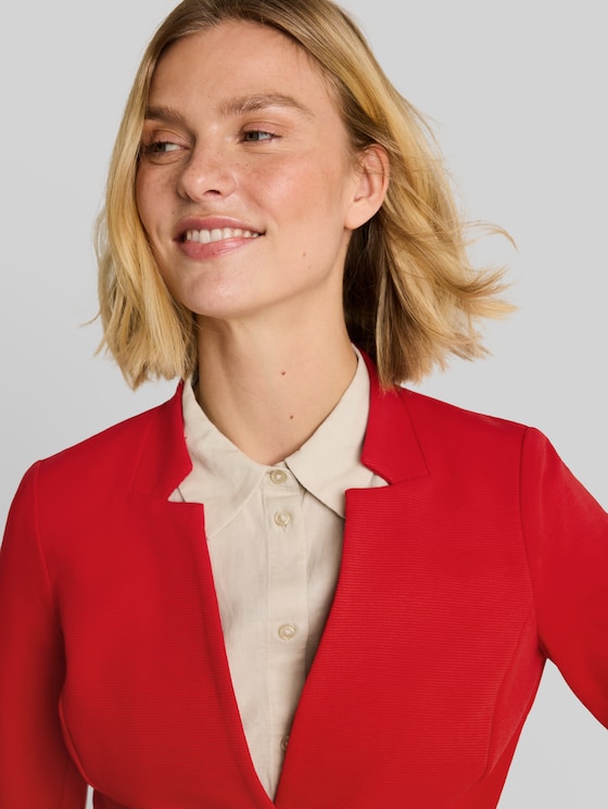 Slim-fit blazer with ottoman texture - soft scarlet red