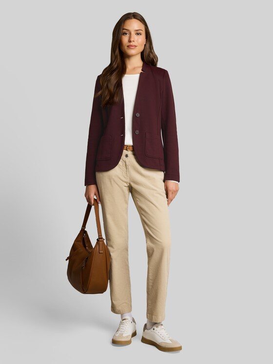 Slim-fit blazer with ottoman texture - preppy plum melange