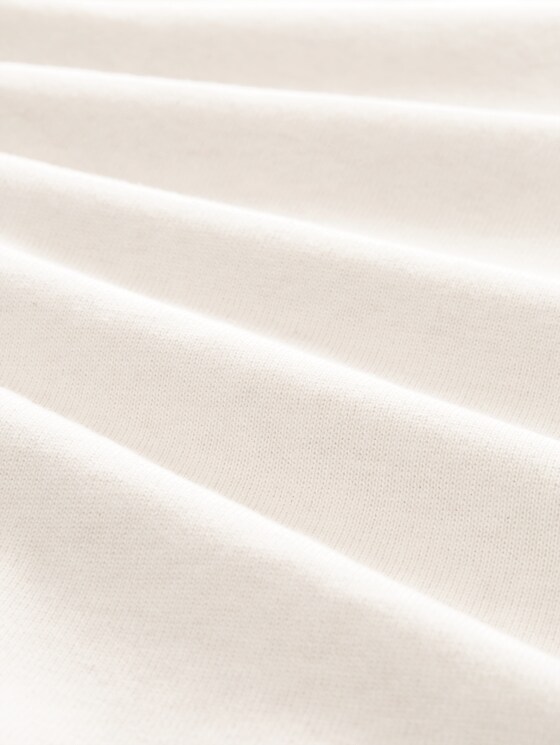 V-neck knitted jumper in cotton - soft buttercream melange