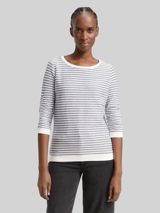 Striped sweatshirt - blue white structured stripe