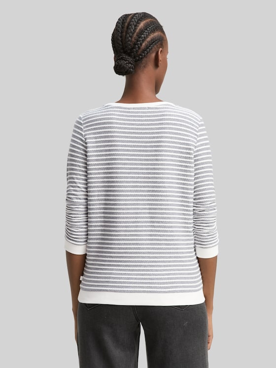 Striped sweatshirt - blue white structured stripe