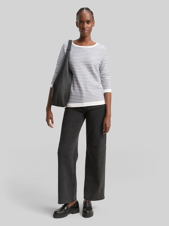 Striped sweatshirt - blue white structured stripe