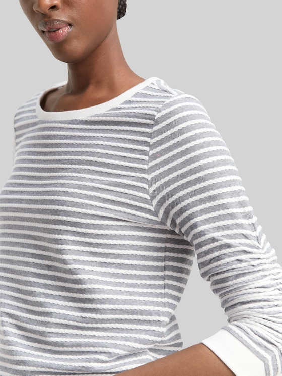 Striped sweatshirt - blue white structured stripe